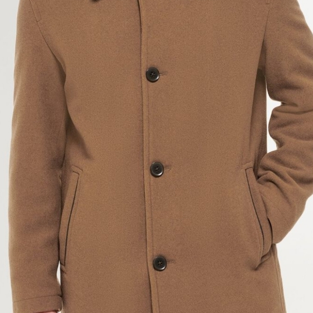 Cole Haan Men’s Wool Blend Coat Brown Button Front Classic Jacket - Picture 8 of 11